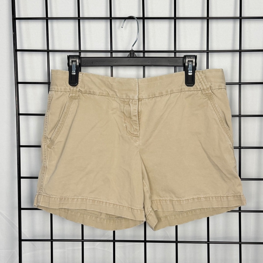 J.Crew Chino Shorts Womens 8 Beige Classic Twill City Fit Weathered‎ Cotton Y2ak